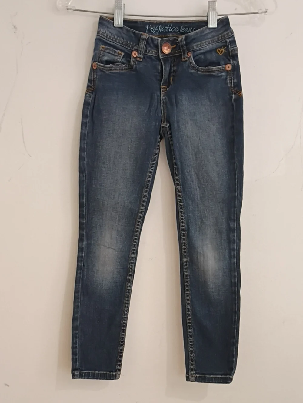 Justice Dark Blue Skinny Jeans with Faded Detail
